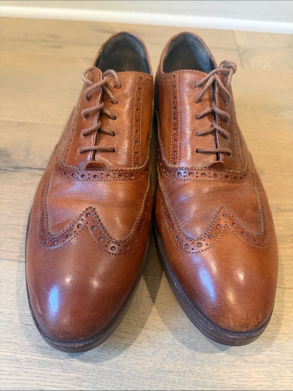 Cole Haan Grand Wingtip Oxfords Men's Size 9.5M Tan Leather